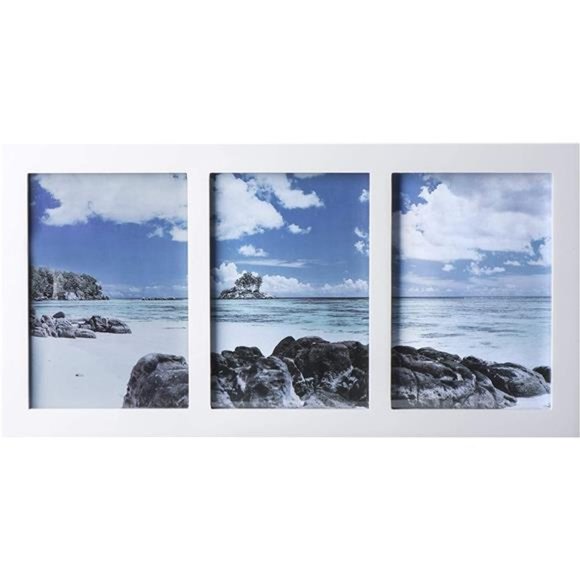 3 Photo Collage Solid White Wood Picture Frame - 3 Opening 5 X 7 Picture Slots